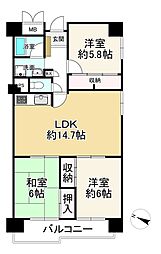 ユニハイム阿波座 3LDKの間取図画像