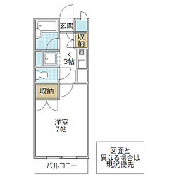 ビバリーヒルズ松本 4階1Kの間取り