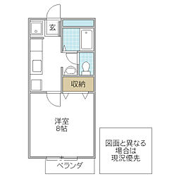グランシャリオ 2階1Kの間取り