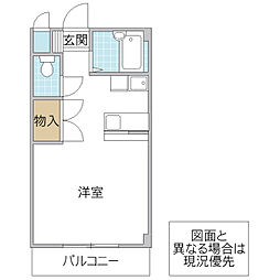 グランクレール1番館 ワンルームの間取図画像