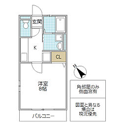 プレミール 1Kの間取図画像