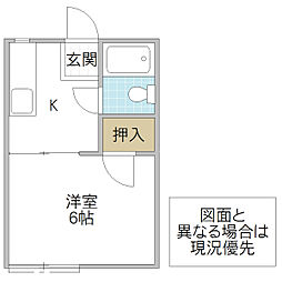 パレスYURI 1Kの間取図画像