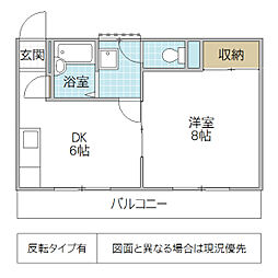 マーメイドインSS 1DKの間取図画像