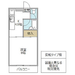 アリスト21 1Kの間取図画像