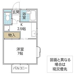 鈴木ハイツ 1Kの間取図画像