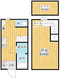 オリジーヌ直方 B棟 1DKの間取図画像