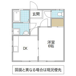 大曽根ハイツ 1階1DKの間取り