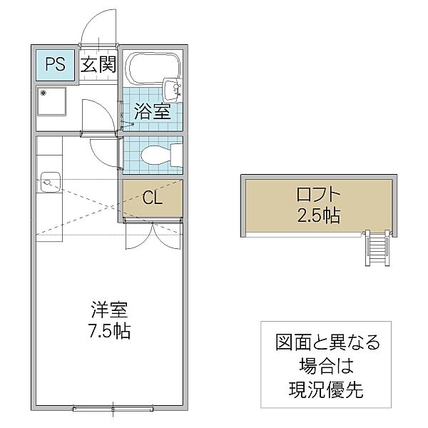 ELLE 103号室｜茨城県土浦市真鍋(賃貸アパート1R・1階・25.50㎡)の写真 その2