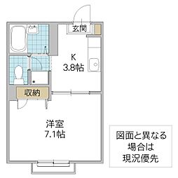 サンつくば 1Kの間取図画像