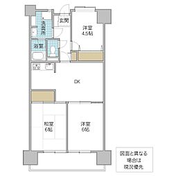 ホーユウパレス土浦 A棟 9階3DKの間取り