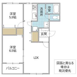 パルティール II 2階2LDKの間取り