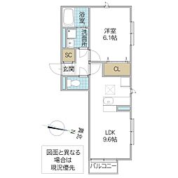 casa vivace 1階1LDKの間取り