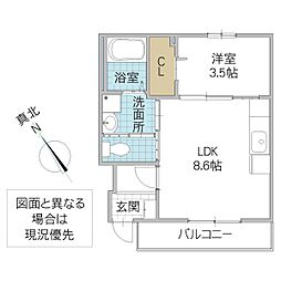 FK 5 1階1LDKの間取り
