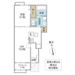 アヴァンセ IV 1階1LDKの間取り