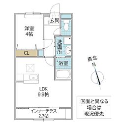 グランバレー 1階1LDKの間取り