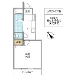 EVER GREEN 1階1Kの間取り