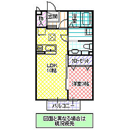 マツージュ平台 2階1LDKの間取り