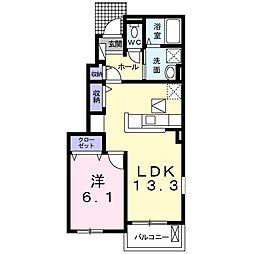 セイバリー　II 1階1LDKの間取り