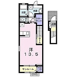 レジェンド バレー　A 2階ワンルームの間取り