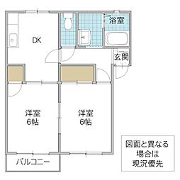 シャトー 2DKの間取図画像