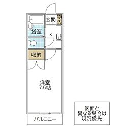 ヴァンテ竜ケ崎 1Kの間取図画像