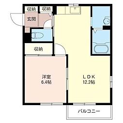 ラフォーレカトレア 1LDKの間取図画像