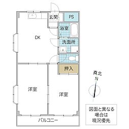 Fコート東千葉 2DKの間取図画像