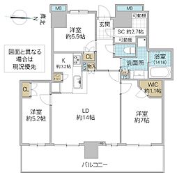 パークシティ柏の葉キャンパスザ・ゲートタワーイースト 3LDKの間取図画像