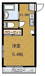 クレイン薬円台 1Kの間取図画像