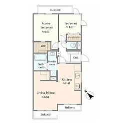 経堂ダイカンプラザ1 2LDKの間取図画像