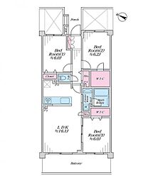 クレストフォルム高幡不動 3LDKの間取図画像