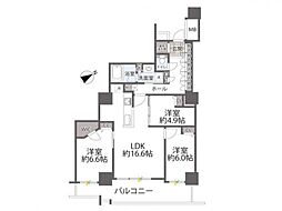 エルザ世田谷ザ・タワーA棟 3LDKの間取図画像