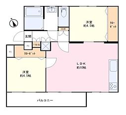 橋本スカイハイツ 2LDKの間取図画像
