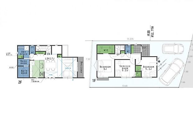3LDK、土地面積104.58m2、建物面積83.62m2、南向け