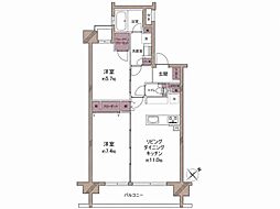 グリーンコート相模大野ヴィンテージスクエア 2LDKの間取図画像