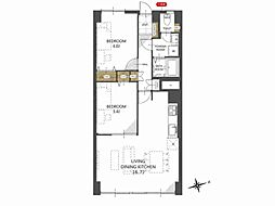 小金井スカイコーポラス 2LDKの間取図画像