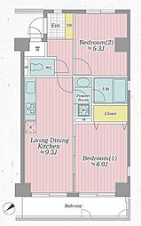 サンピア浮間舟渡 2DKの間取図画像