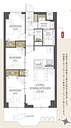 洋伸小豆沢公園マンション 3LDKの間取図画像