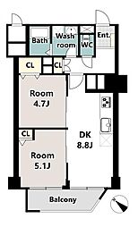 小豆沢ローズハイム 2DKの間取図画像