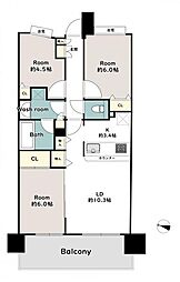 グローリオ千住新橋 3LDKの間取図画像