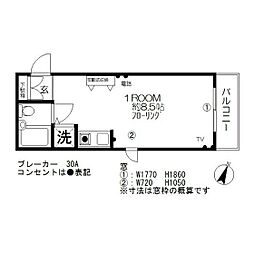コープ住吉 ワンルームの間取図画像