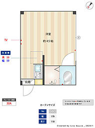 ソレイユルヴァン河田町 ワンルームの間取図画像