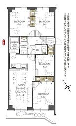 ファインライフ北郷 4LDKの間取図画像