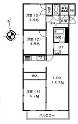 GSハイム中島公園 3LDKの間取図画像