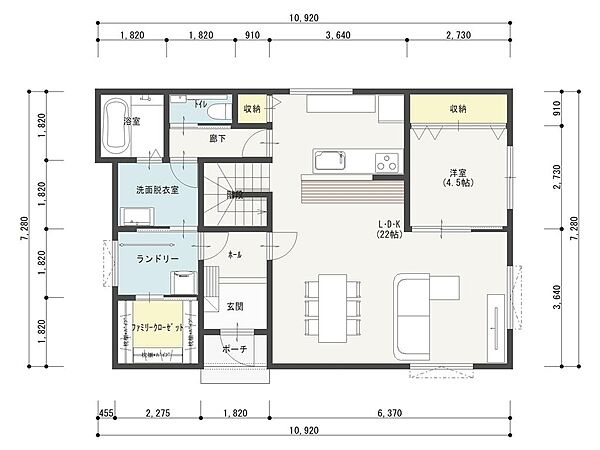 プラン例　１Ｆ床面積７５．３６平方メートル