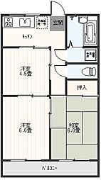 ハイツミユキプレイス新里A 2階3Kの間取り