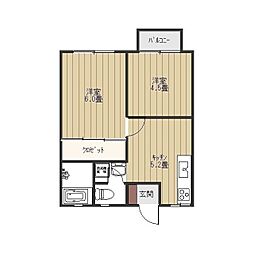 新井グリーンハイツ 2DKの間取図画像