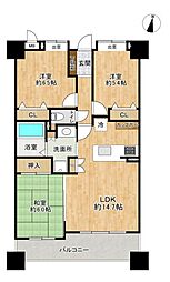 フェスティオ帯山イーストコート 3LDKの間取図画像