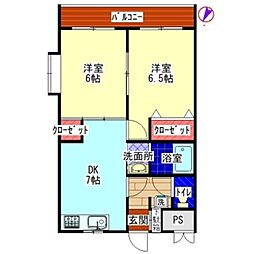 ドルチェ柊 2DKの間取図画像