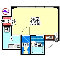 サンライト第6ビル 1Kの間取図画像